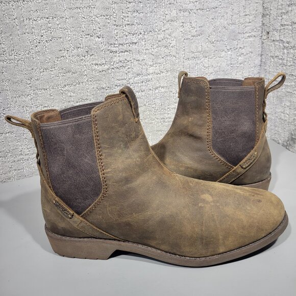 Teva Ellery Women's Size US 11 Brown Leather Waterproof Chelsea Ankle Boots. - Picture 5 of 9